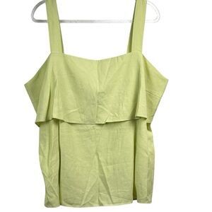 Heatherly‎ Lime Green Ruffled Sleeveless Tank Top with Sweetheart Neckline 2x